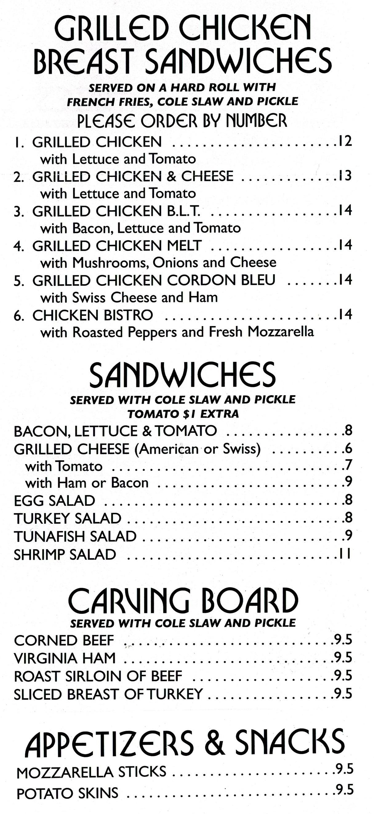 Sand Castle Diner Menu