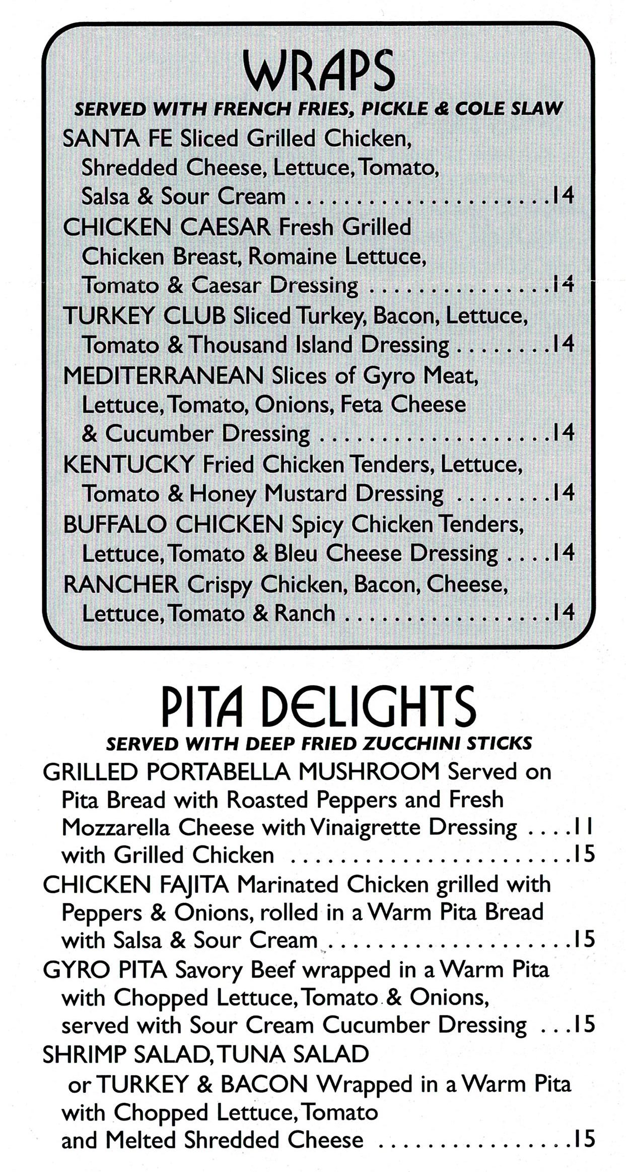 Sand Castle Diner Menu