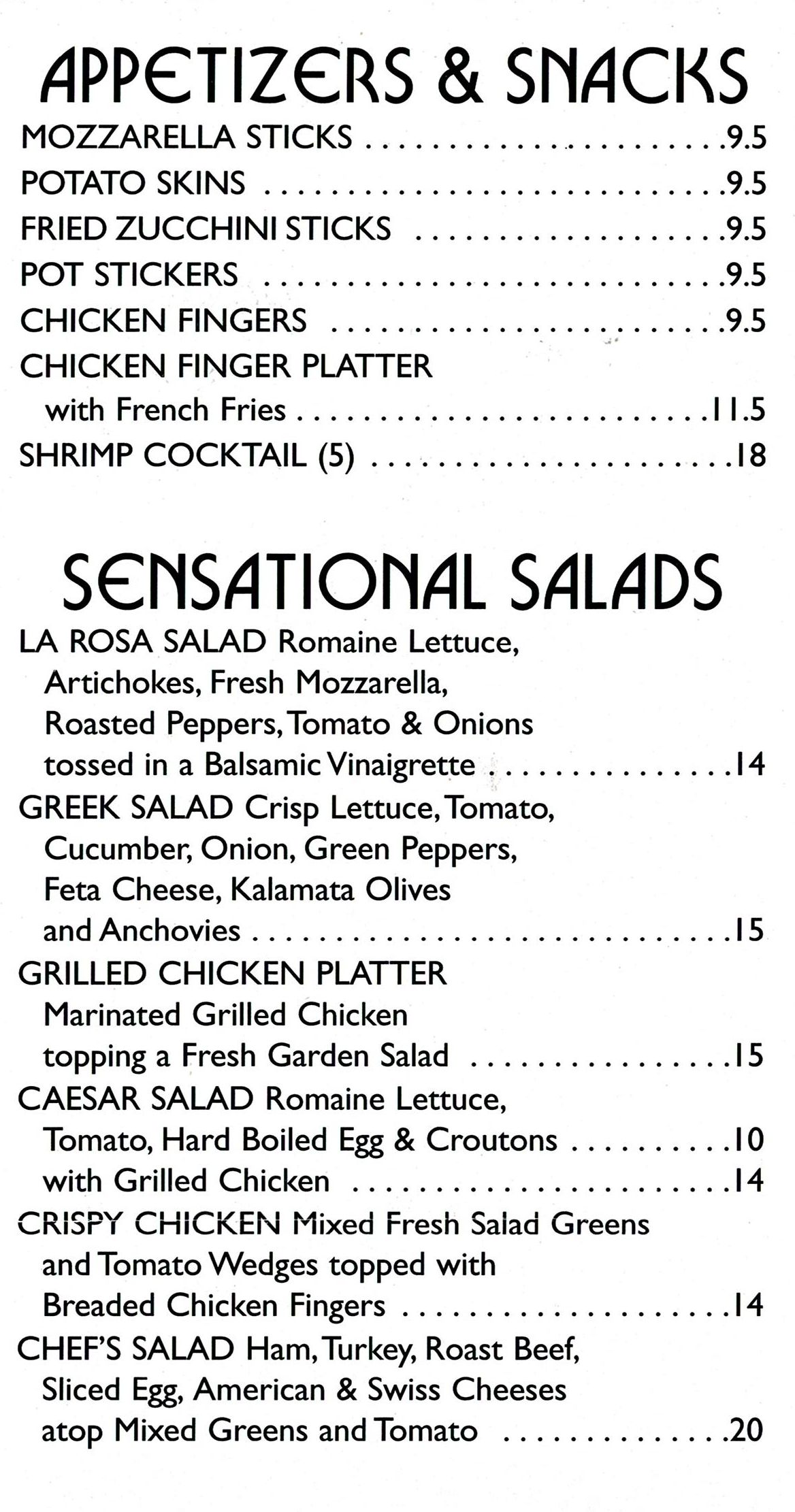 Sand Castle Diner Menu